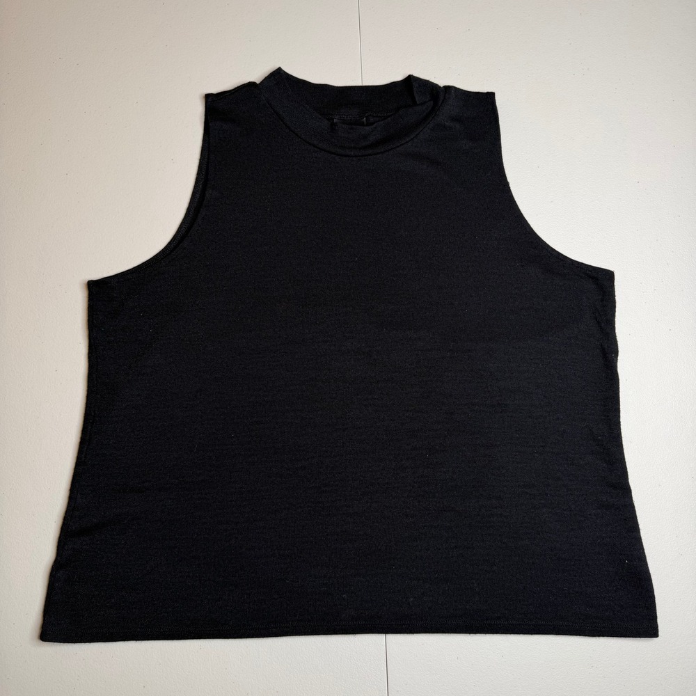 Worthington Womens XXL Black Mock Neck Sleeveless Knit Top Tank‎ Stretch Rayon